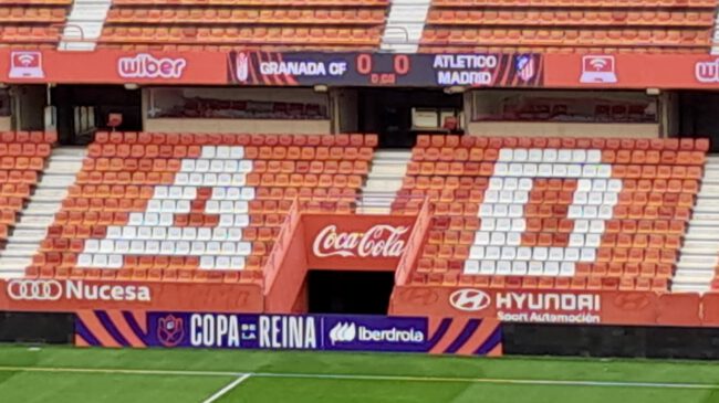 Copa de la reina Captura del partido entre el Granada CF y el Atlético de Madrid en la Copa de la Reina 2025, con innovaciones en grafismo en tiempo real, incluyendo un nuevo marcador dinámico y plugin de textos para mejorar la experiencia visual de la retransmisión.